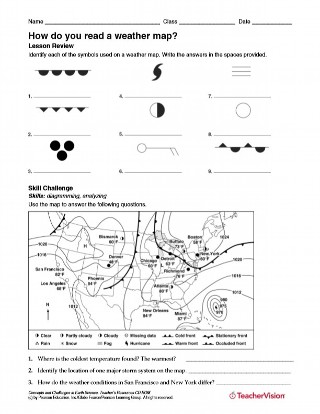How Do You Read a Weather Map? Weather Science Printable (6th-12th